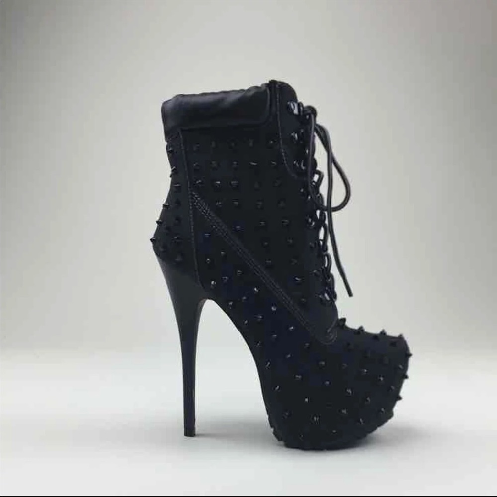 Black spike ankle boots